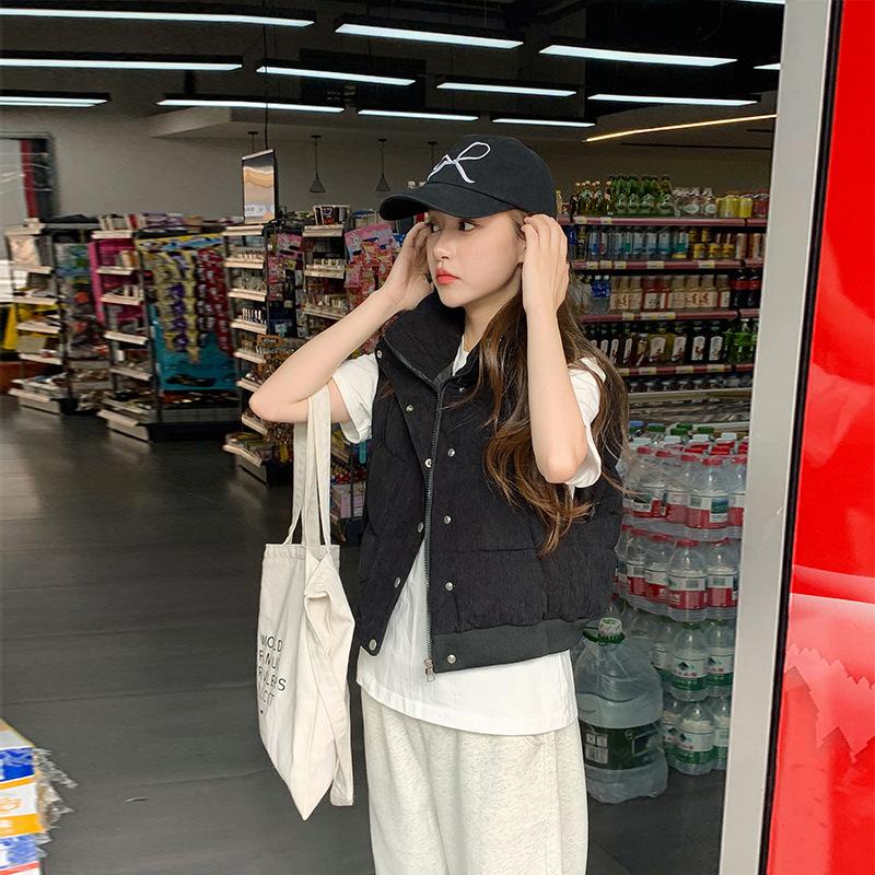 Cord Daunen Baumwolle Weste Damen Herbst und Winter Neu Koreanischer Stil Locker Weste Jacke