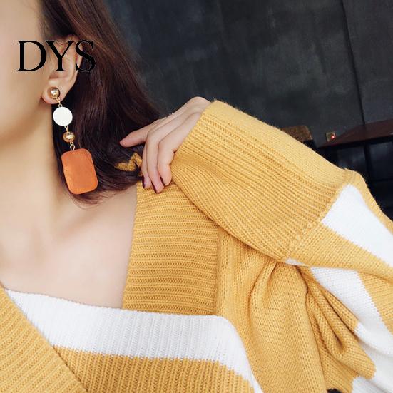 Statement DIY Wooden Geometric Square Round Dangle Jewelry Women Retro Earrings