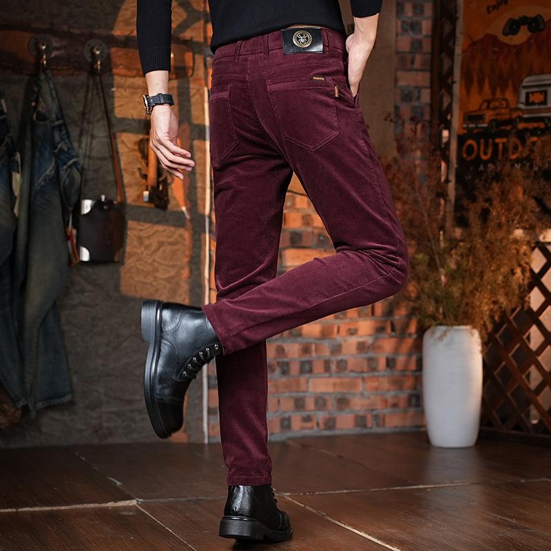 Pantaloni casual a coste caldi di tendenza da uomo, semplice stile a cinque tasche, colore opzionale, pantaloni casual da uomo, supporta il dropshipping