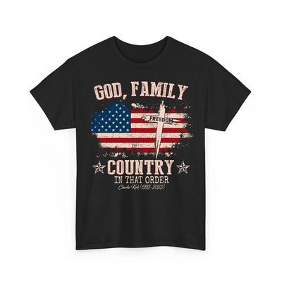 Gott Familie Land T-Shirt In dieser Reihenfolge Shirt Gerechtigkeit für Charlie Kirk Shirt