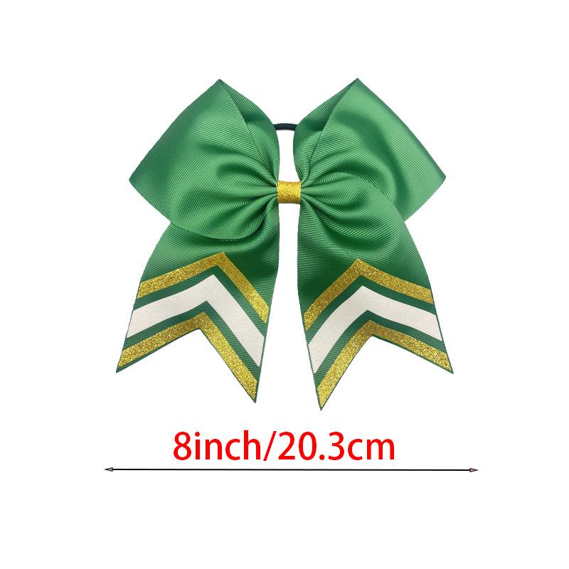 Sparkling Green & Gold Cheerleader Bow Elastic Hair Tie