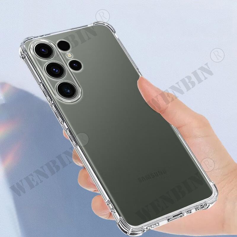 

Case For Samsung S24 S23 S22 S21 Ultra Plus FE A55 A54 A35 A34 A25 A14 A15 5G Soft Transparent Silicone TPU Shockproof Cover Samsung S22 прозорий