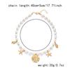 Trendy Elegant Imitation Pearl Metal Pendant Necklace for Women Ocean Shell Starfish Conch Choker Necklace Vacation Jewelry Gift