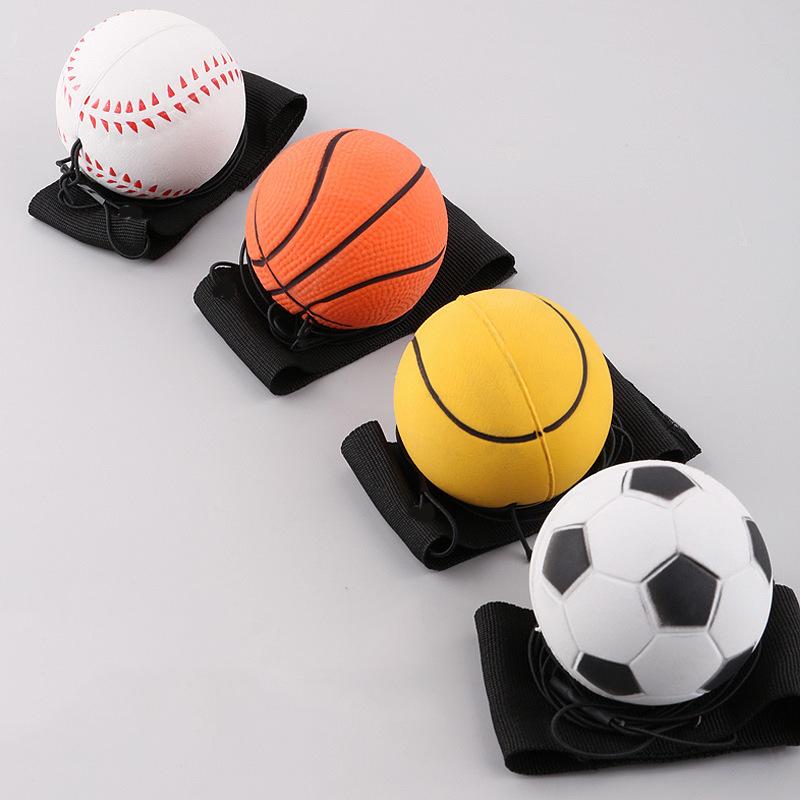 4 Piece Sports Ball Wristband Set Basketball, Baseball Football On Elastic String - Perfect For Boys Outdoor Play Pet Dog Toys