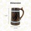 Handmade Wooden Beer Mug, Mango Wood with Sheesham Finish, Barrel Style, Lightweight & Durable, for Craft Beer, Home Bar, Café, Party, Gift