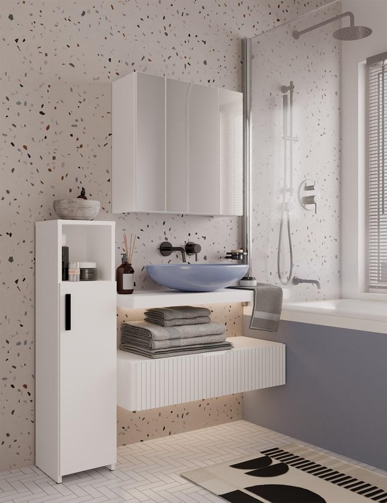 Pola 3L Bathroom Cabinet Wall-mounted With 3 Mirrors Above Sink 3 Doors White