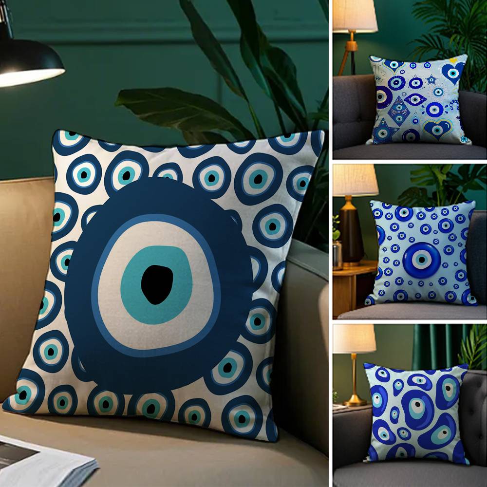 Classic Prank Evil Eyes Pillow Case Comfort Sofa Bed Silky Elegant Invisible Zipper Decorative Cushion Cover