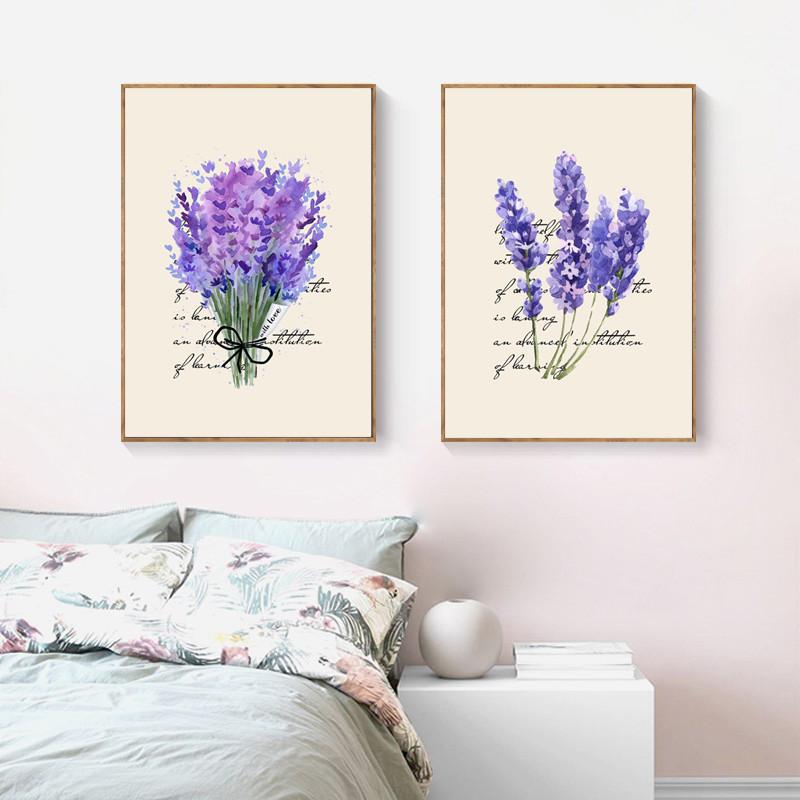 Nordic Lavendel Leinwand Malerei Englisch Combina Dekorative Modulare Wand Kunst Bild Für Wohnzimmer Home Decor Poster HD2773