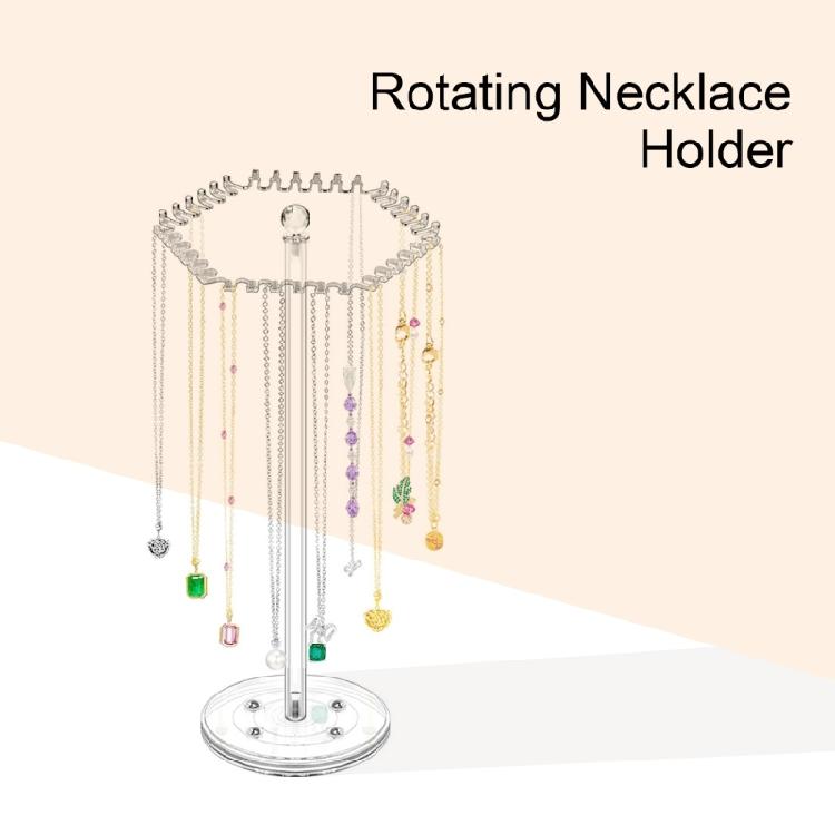 Convenient Clear Necklace Display Rack Jewelry Necklace Stand Organizers Clear Acrylic Rotatable Display Holder Shelves