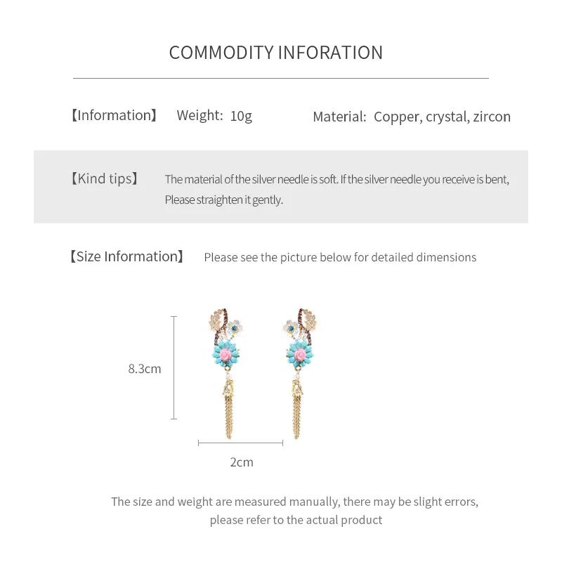 Vintage Asymetryczny Kolczyk dla Kobiet Stop Cynku Igła Kryształ Kwiatek Chwost Wiszący Kolczyk Luksusowy Retro Designerski Cyrkon