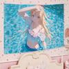 Cute Anime Maiden Makaron Aesthetic Tapestry Soft Cartoon Wall Hanging Bedroom Dorm Home Decor
