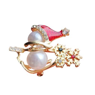 Pearl Snowman Brooch, Unique Coat Sweater Accessory Gift