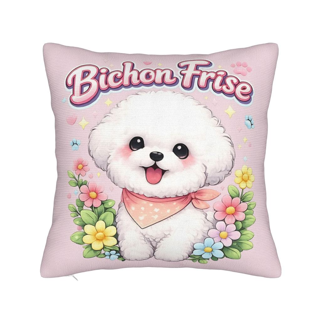 Cute Bichon Frise Pillow Cover Comfy Cushion Cover Funny Pillow Case For Sofa Home Decor