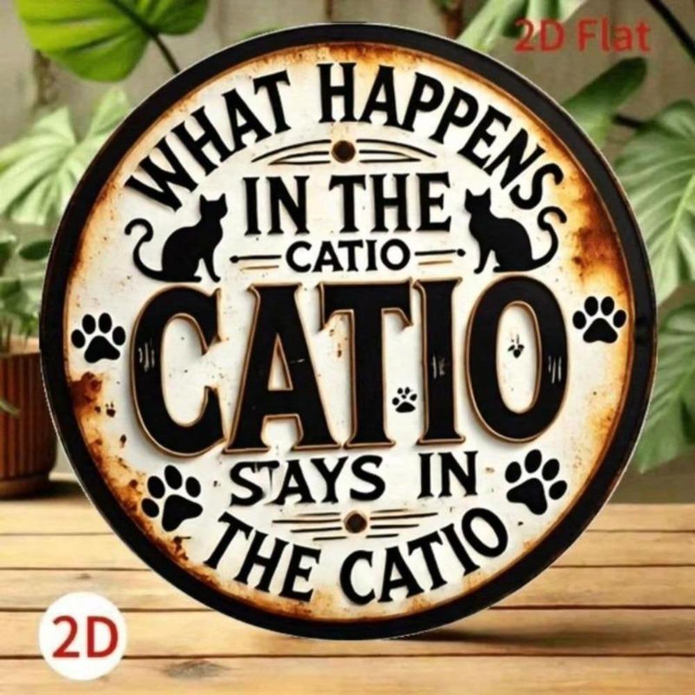 Wall Art Metal Sign Cat Silhouette Paw Print Aluminum Home Decor