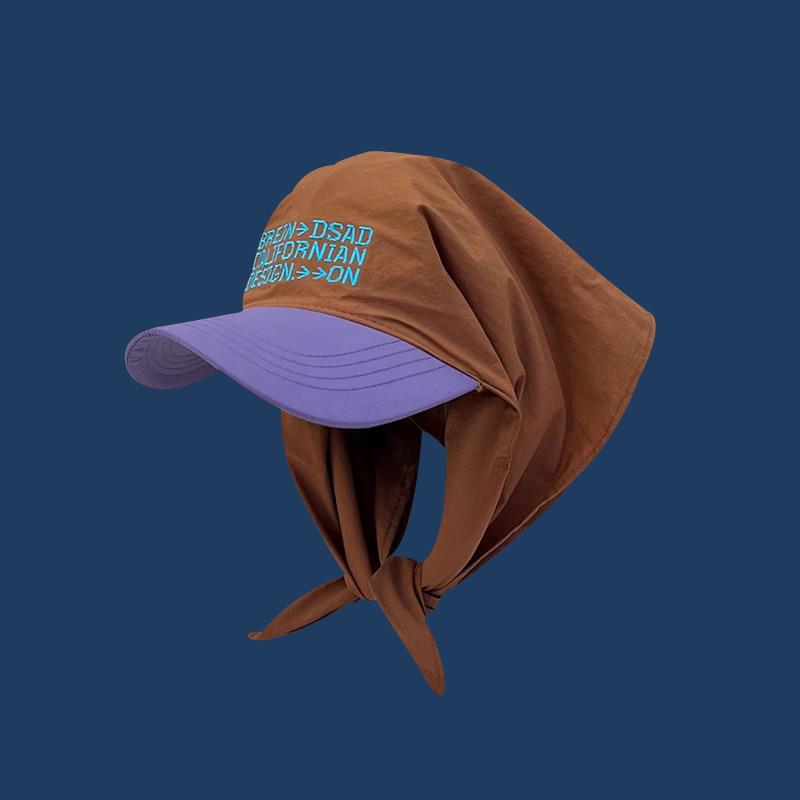 Korean Strap Headscarf Cap Pastoral Triangular Cap Women Summer Sun Protection Plaid Hip Hop Sun Visor