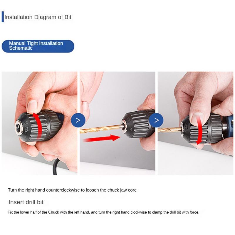 Dongcheng Hand Drill J1Z-FF10-10 Flashlight Rotary Drill Multi-function Household 460w High-power Pistol Drilling Screw