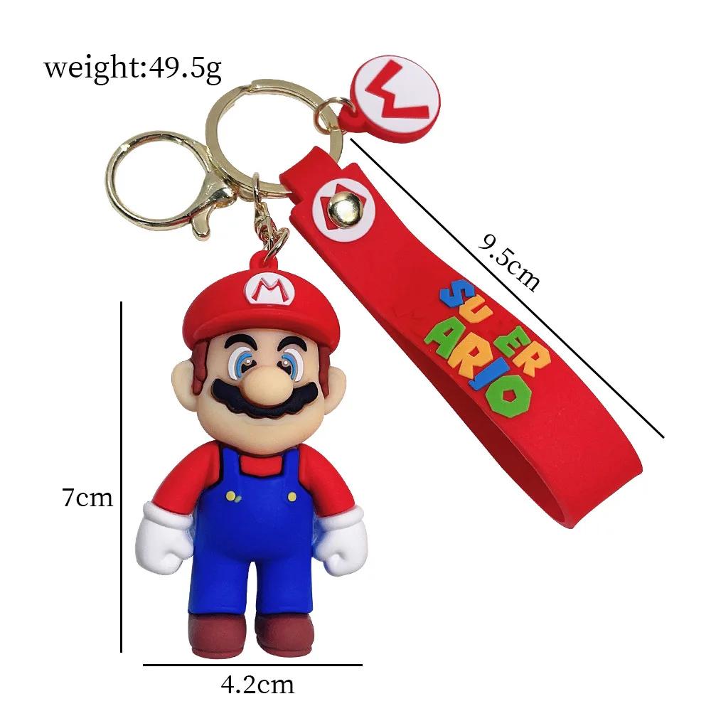 Super Mario Bros Schlüsselanhänger Actionfigur Niedlicher Cartoon-Charakter Spielzeugpuppe Modell Dekoration Kindergeburtstagsgeschenk