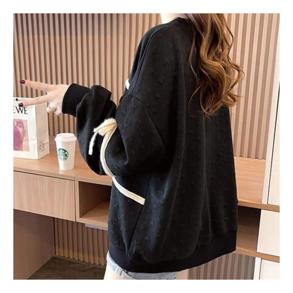 Navava Women Lovely Heart Ribbon Point Long Sleeve Sweatshirt Nt1321