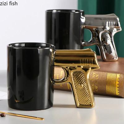 Tazza in ceramica creativa a forma di pistola, con manico personalizzato, per caffè, per la colazione, per il latte, per succhi, per coppie, per il tè