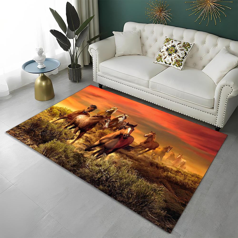 

3D Animal Pentium Gallant Horse Steed Carpet Rug for Home Living Room Bedroom Sofa Doormat Decor,kid Area Rug Non-slip Floor Mat 40x60cm