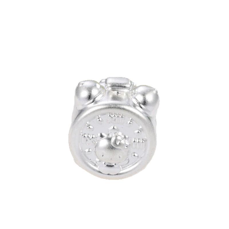 Sterling Silver 999 Hello Kitty Charm Alarm Clock DIY Jewelry Beads.