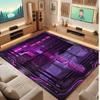 City Cyberpunk Theme Crystal Velvet Floor Rug Personalized Custom Name Text Warm Carpet Home Decoration