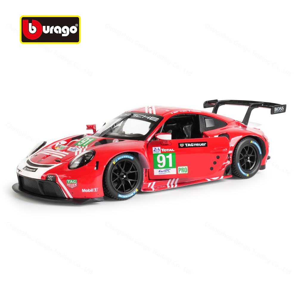 Bburago 1:24 Porsche 911 RSR LM 2020 Racing Die Dasting Alloy Car Model Art Deco Collection Toy Gift Factory Authorization