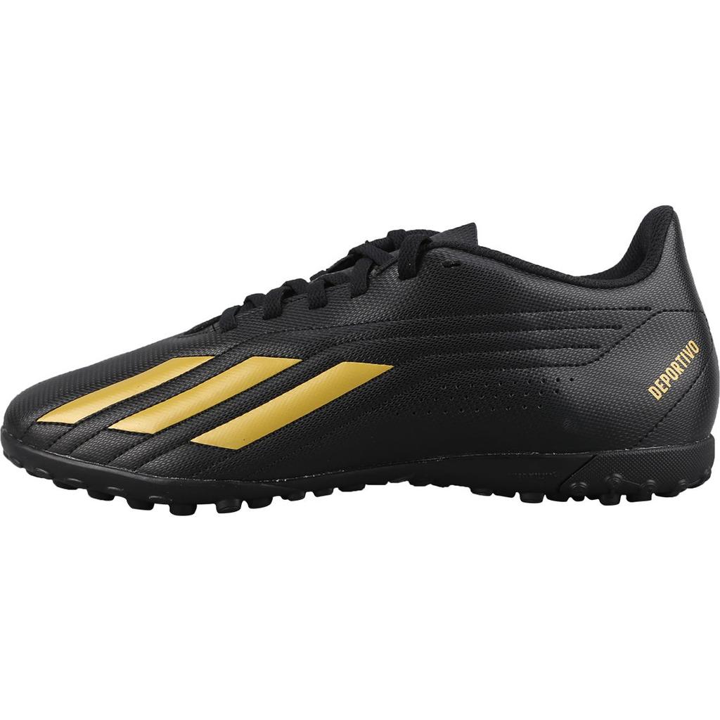 Adidas Deportivo 2 Round Head Logo TF (Rubber Studs) Hard Ground Artificial Grass Ultra-Fiber Football Shoes Men Football Shoes Black Gold ID0874