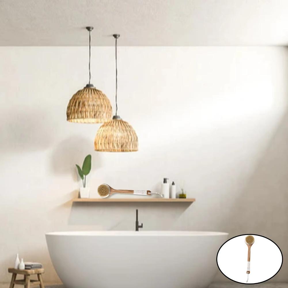 Anti-slip Bamboo Bath Brush Soft Hair Scrubbing Brush Daily Use Swine Bristle Bath Brush  Home