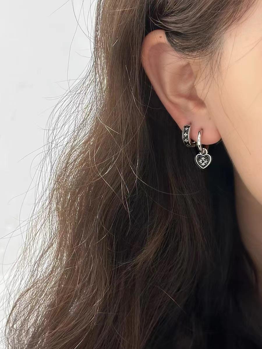 

Pink Heart Pendant Double Hoop Earrings - Stylish French Jewelry for Women