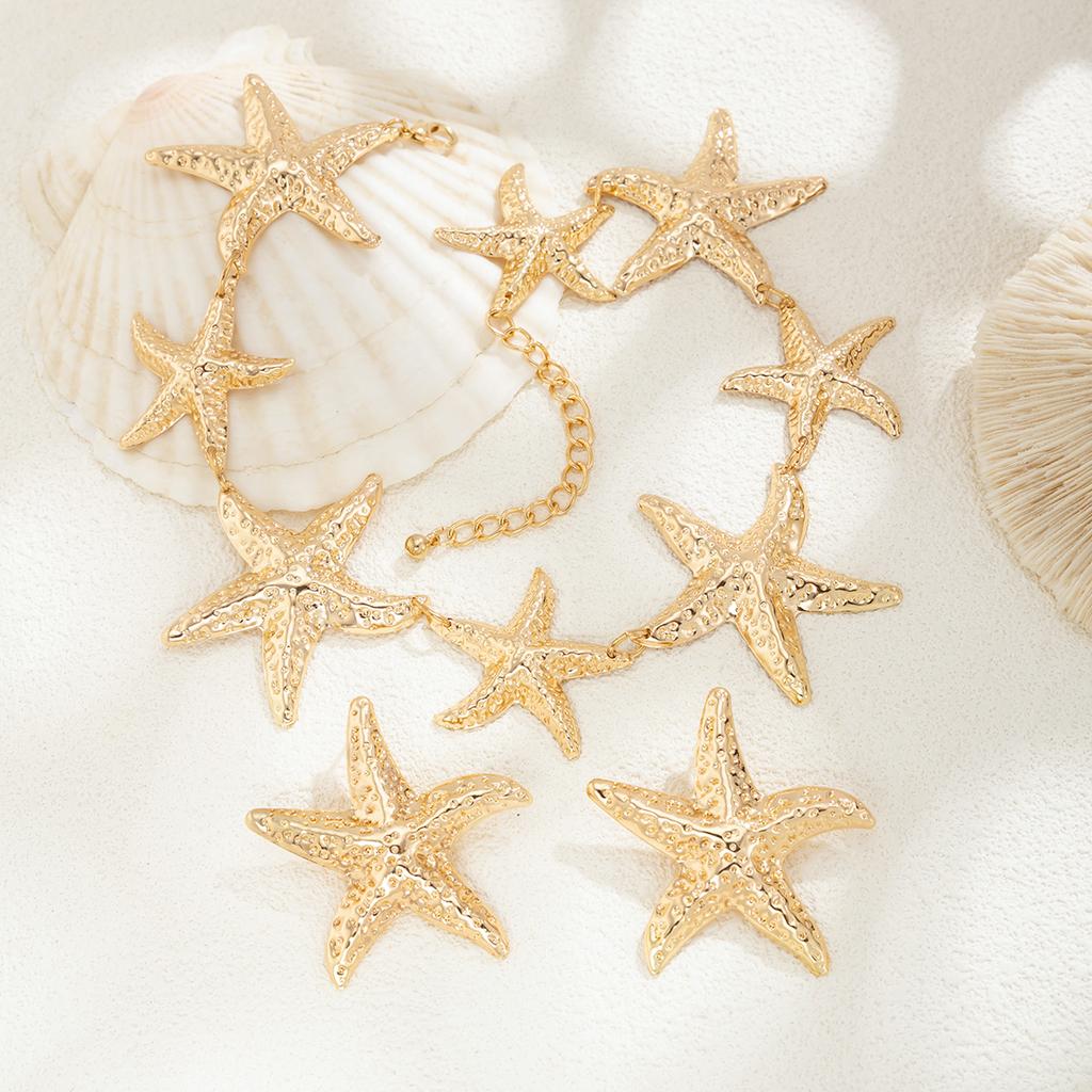 Ingemark Punk Boho Metall Großer Seestern Stern Anhänger Choker Halskette Ohrstecker für Damen Trendig 2026 Y2K Schmuckset Geschenk Neu