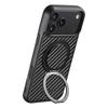 360 Rotating Bracket Carbon Fiber Leather Case For iPhone 17 Air 17Pro Max 16 Plus 15 14 Pro Magnet Wireless Charging Cover