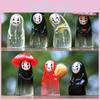 Face No Man Holding Umbrella Sitting Posture Hat Mini Model Ornament Desktop