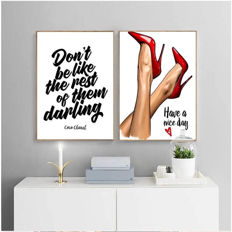 Red High Heels Girl Wall Art Print Canvas Painting Nordic Canvas Posters And Prints Wall Pictures For Living Room Decor