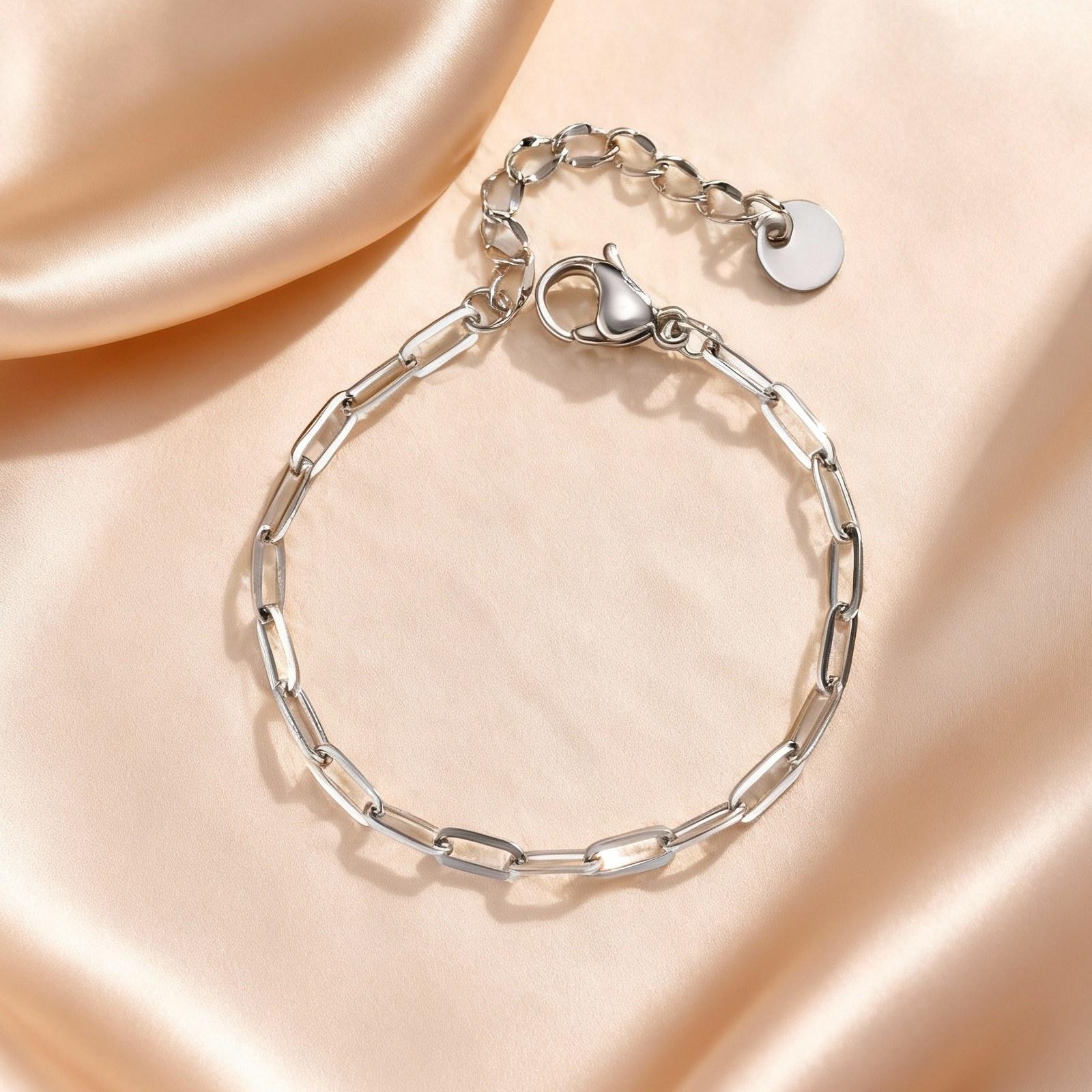 

Exquisite Stainless Steel Thin Chain Bracelet for Girl Women, Gold Plated Square Link Bracelets, Waterproof Fashion Jewelry Gift 12cm-15cm