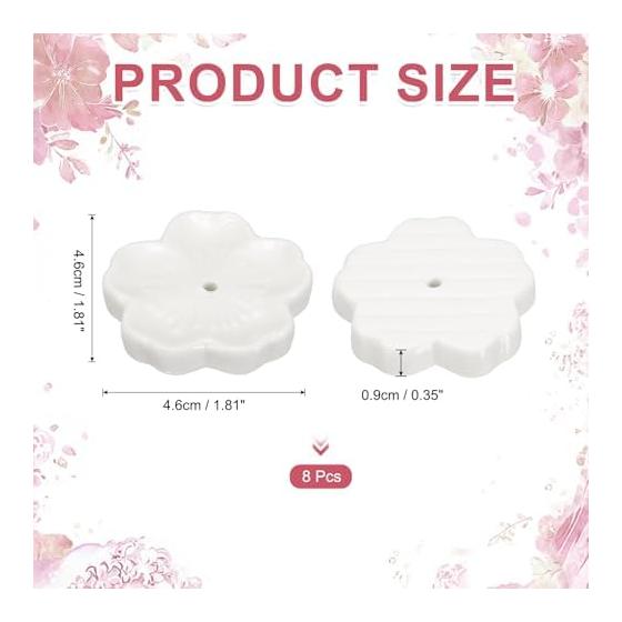 uxcell 8pcs Cherry Blossom Ceramic Incense Holder 4.6x4.6x0.9cm Ceramic Incense Burner Chopstick Rest for Home Decoration Office Aroma Therapy Pure