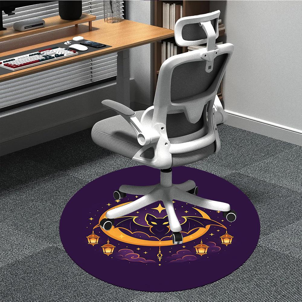 1pc Moon Bat Office Round Area Rug,  Mat Suitable ForOffice, Under Office Chairs Bedroom Living Room Home Decor, Room Deco