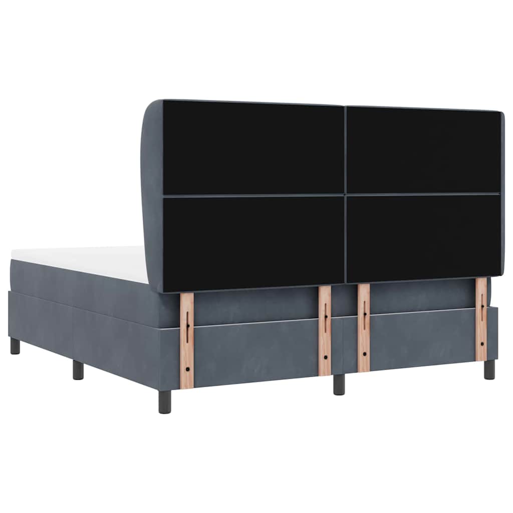 Box Spring Bed with Mattress Dark Gray 200 x 180 cm Velvet
