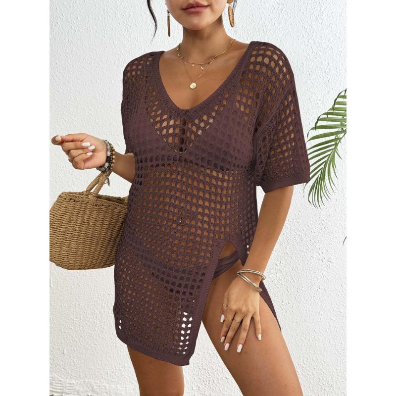 Bluză Rochie Bikini Tricotată de Vară Nouă pentru Femei cu Decolteu în V și Decupaj Deschis