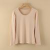 Women's Pure Cotton Long-Sleeve Thermal Sweater - Round Neck, Autumn/Winter Warm Top