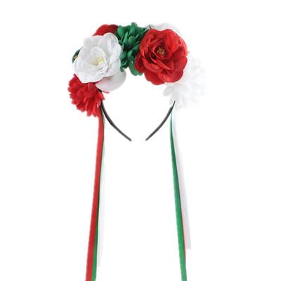 European & American Prom Christmas Flower Headband: Chrysanthemum & Camellia Ribbon Hair Accessory