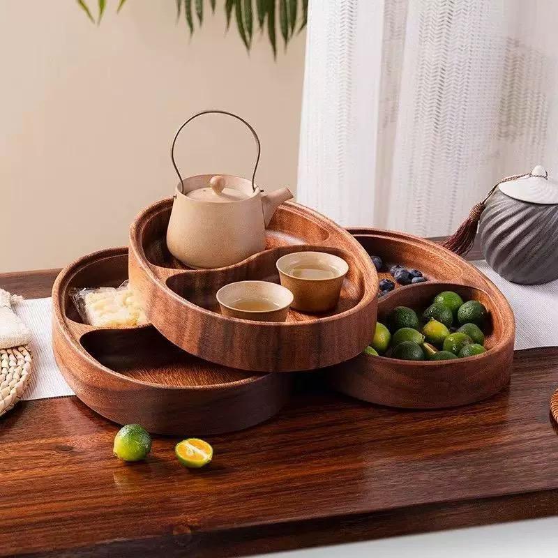 Solid Walnut Wooden Bowl – Creative Salad & Fruit Bowl for Home Storage & Decor