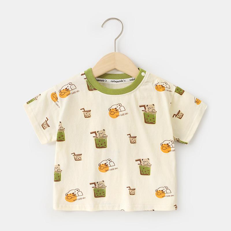 

Одежда для малышей, повседневные футболки с короткими рукавами, летняя одежда для мальчиков и девочек, детские летние топы с половиной рукавов 120cm