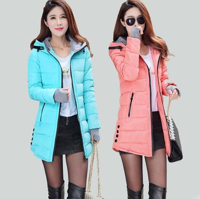 Winterkleidung Koreanische Version der großen mittellangen, eng anliegenden, verdickten Daunenjacke mit Baumwollpolsterung für Damen