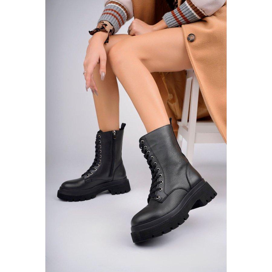 Cizme lungi casual de damă din piele naturală