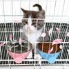 Non Tip Over Cage Mounted Cat Feeder Stainless Steel Cat Food Water Dish  Dog Feeding