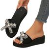 Women's Fashion Plus Size Wedge Slide Sandals with Bow Knot Decoration Platform Sole Casual Summer Footwear for Outdoor and Indoor Use