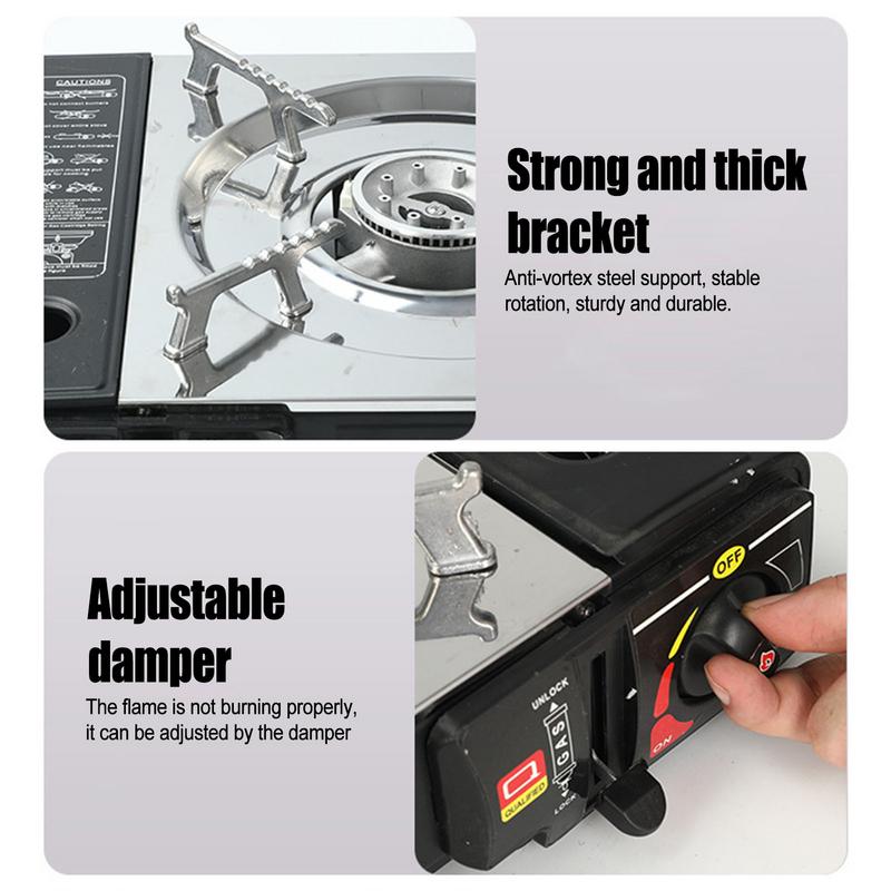 Double Burner Gas Stove Portable Camping Cassette Furnace Kitchen Double Stove Cooktop Outdoor Camping Picnic Cooker Accessories