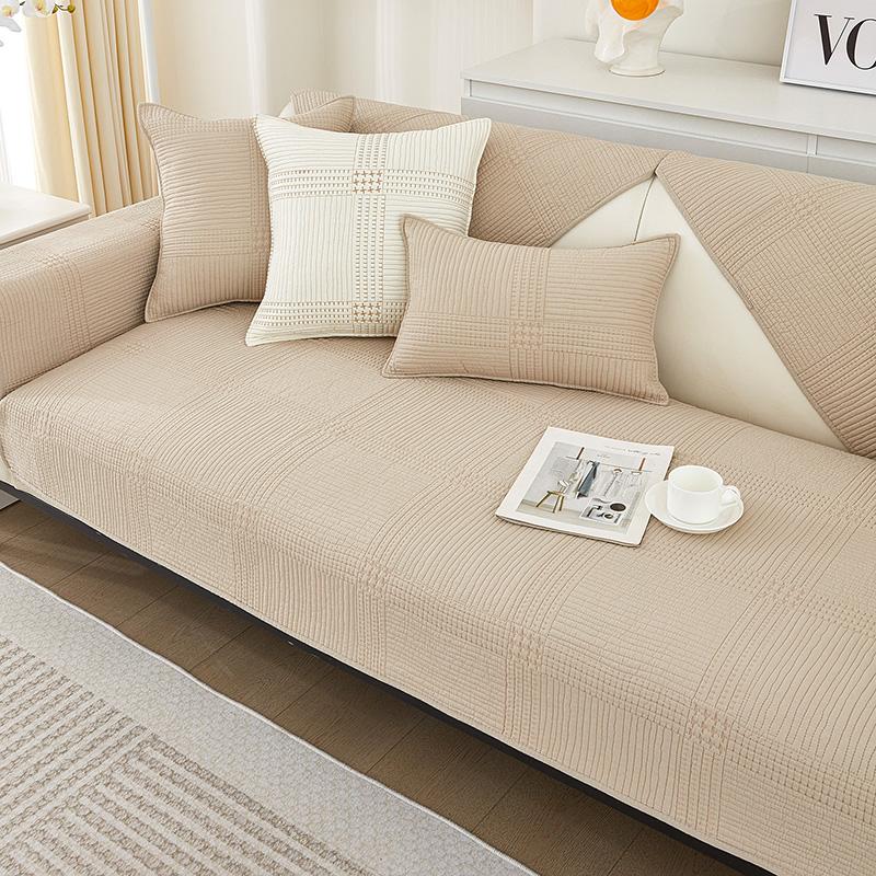Pure Cotton Sofa Cushion for All Seasons, Cotton Non-slip Cushion, Simple Modern Fabric Sofa Cover, Backrest Cover and Cloth Towel