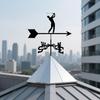 Weather Vanes For Yard Weather-Resistant Wind Vane Golf Design Rust-Proof Metal Direction Indicator Windmill Roof Mount For